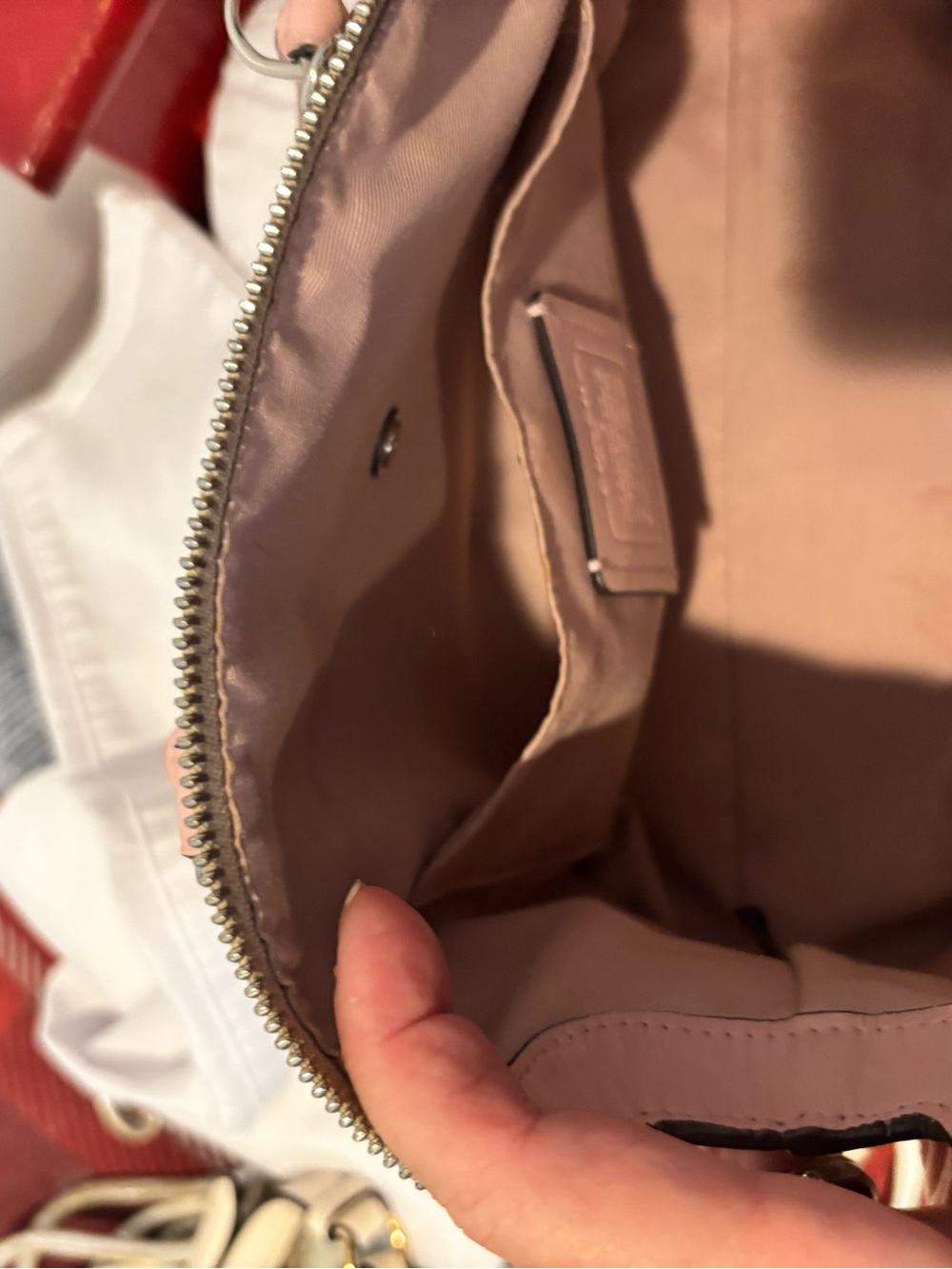 COACH Emma Signature Canvas Satchel with Pink Leather Trim Mint - Picture 8 of 9